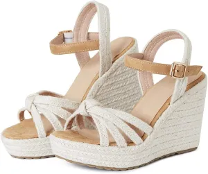 Tscoyuki Espadrille Wedge Sandals for Women, Adjustable Ankle Strappy Cute Shoes Open Toe Platform Womens Sandals Casual Sloping High Heels