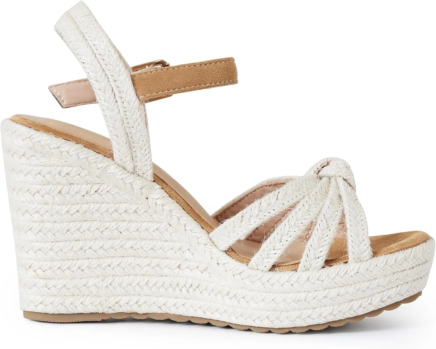 Tscoyuki Espadrille Wedge Sandals for Women, Adjustable Ankle Strappy Cute Shoes Open Toe Platform Womens Sandals Casual Sloping High Heels