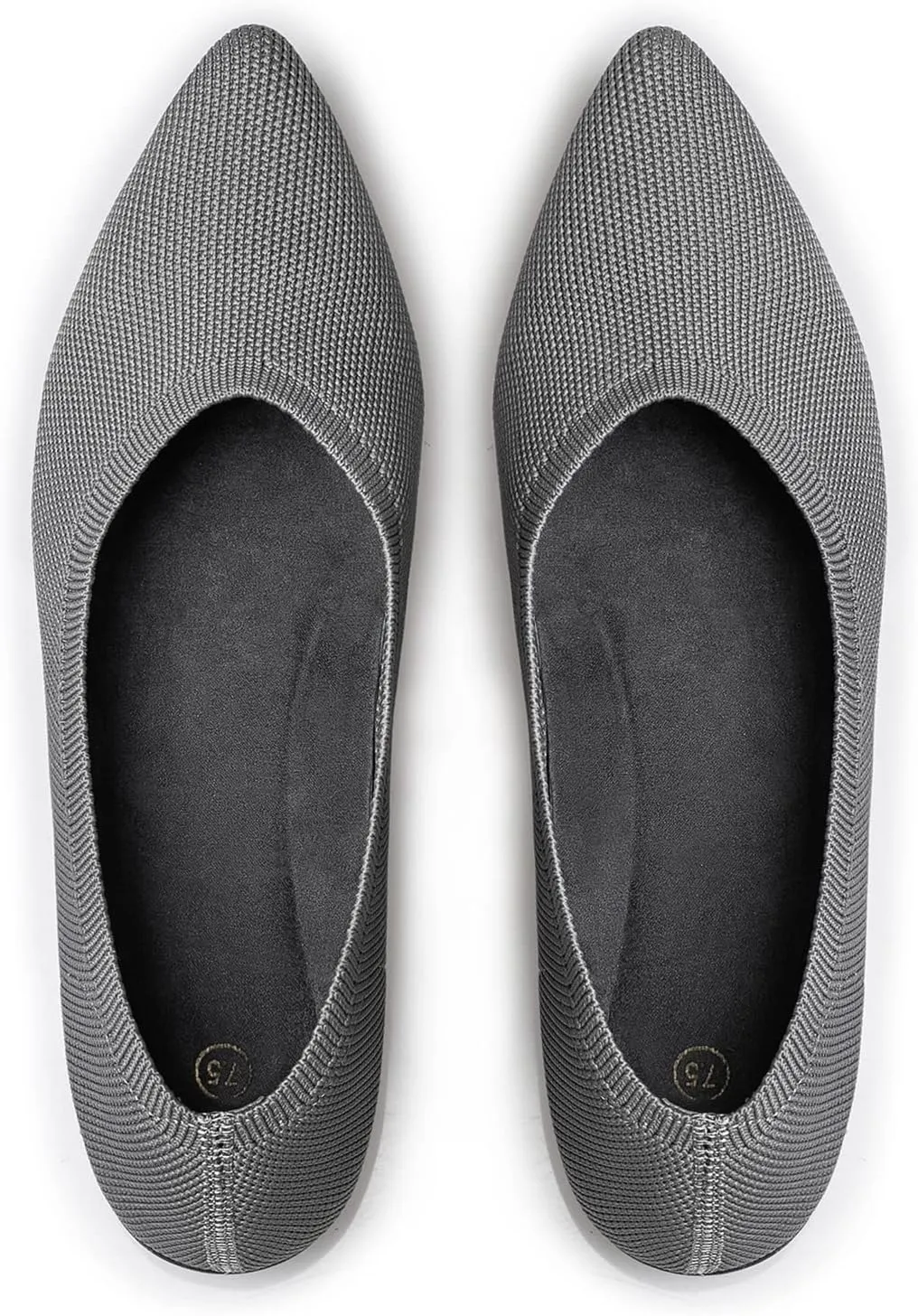 TUOKING Women's Flats Shoes Knit Pointed-Toe Ballet Dress Shoes Comfortable Soft Casual Loafers Slip on Walking Office Shoes