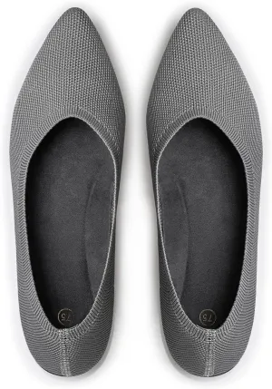 TUOKING Women's Flats Shoes Knit Pointed-Toe Ballet Dress Shoes Comfortable Soft Casual Loafers Slip on Walking Office Shoes