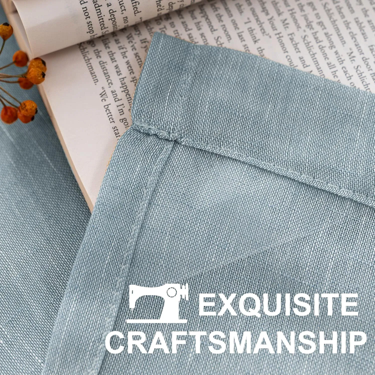 Turquoize Linen Sheer Curtains for Bedroom 63 Inch Length Natural Linen Blended Curtains Rod Pocket Light Filtering Burlap Curtain Linen Window Treatments Panels/Drapes, Privacy Assured, Teal