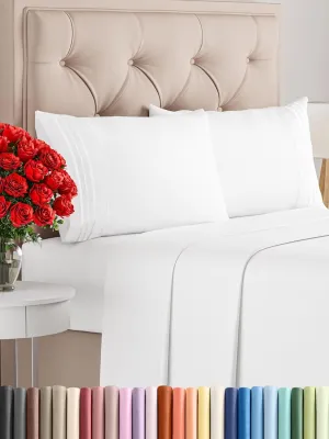 Twin 4 Piece Sheet Set - Comfy Breathable & Cooling - Ultra Soft Hotel Luxury Bedding Set with 8-16 Inch Deep Pockets - 1 Flat & 1 Fitted Sheet & 2 Pillowcases - Cozy, Wrinkle Free & Easy Care - White