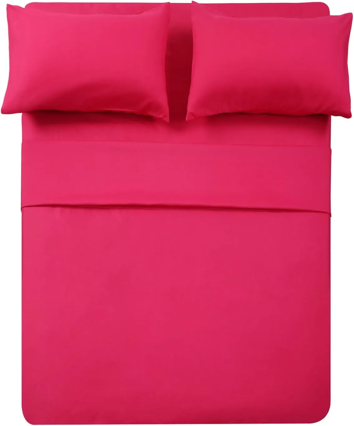 Twin XL Sheets Set 4 Piece Cooling Bed Sheets- Hotel Luxury 1800 Bedding Sheets & Pillowcases - 1 Flat Sheet,1 Fitted Sheet and 2 Pillow Cases - Extra Soft, Deep Pocket up to 16" (Hot Pink)