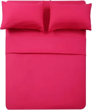 Twin XL Sheets Set 4 Piece Cooling Bed Sheets- Hotel Luxury 1800 Bedding Sheets & Pillowcases - 1 Flat Sheet,1 Fitted Sheet and 2 Pillow Cases - Extra Soft, Deep Pocket up to 16" (Hot Pink)