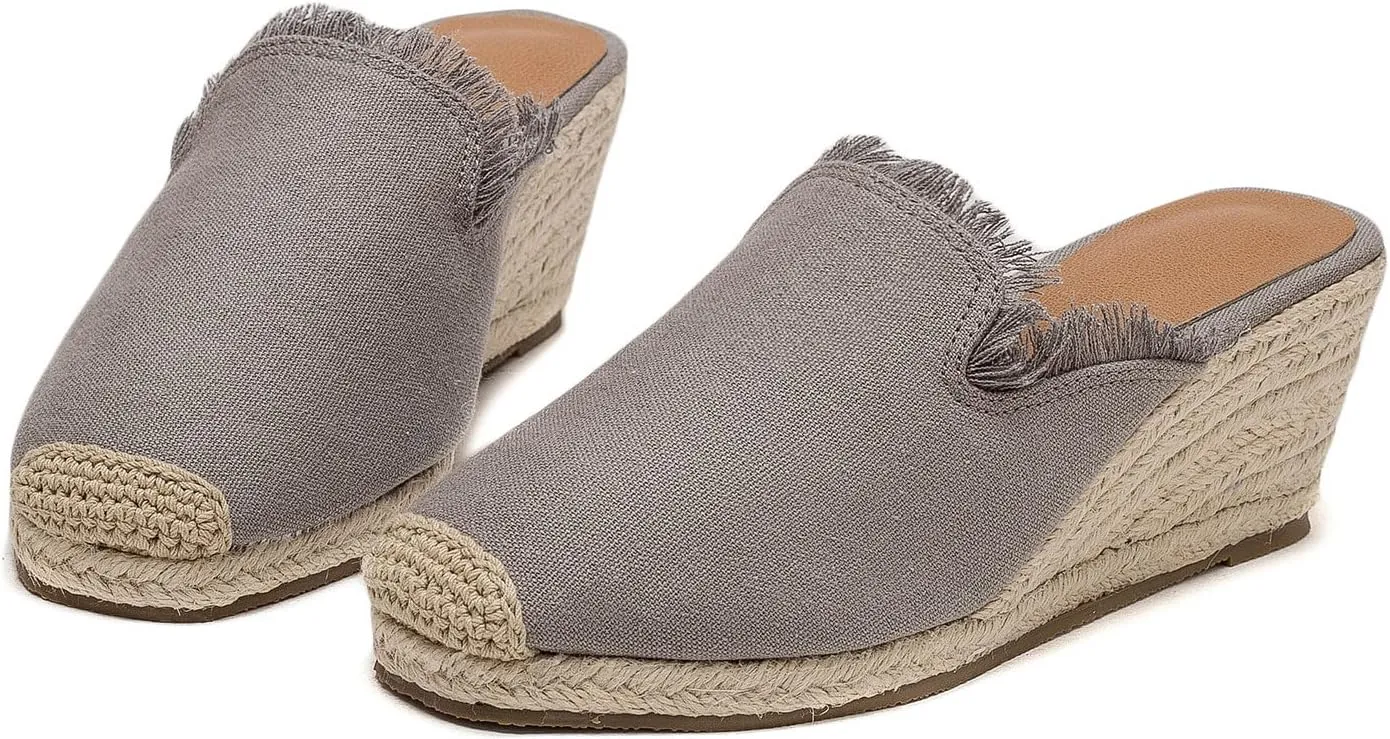 U-lite Women's Flatform Espadrille Wedge Sandal, Universal Comfortable Casual Closed Toe, Classic Summer Sandals