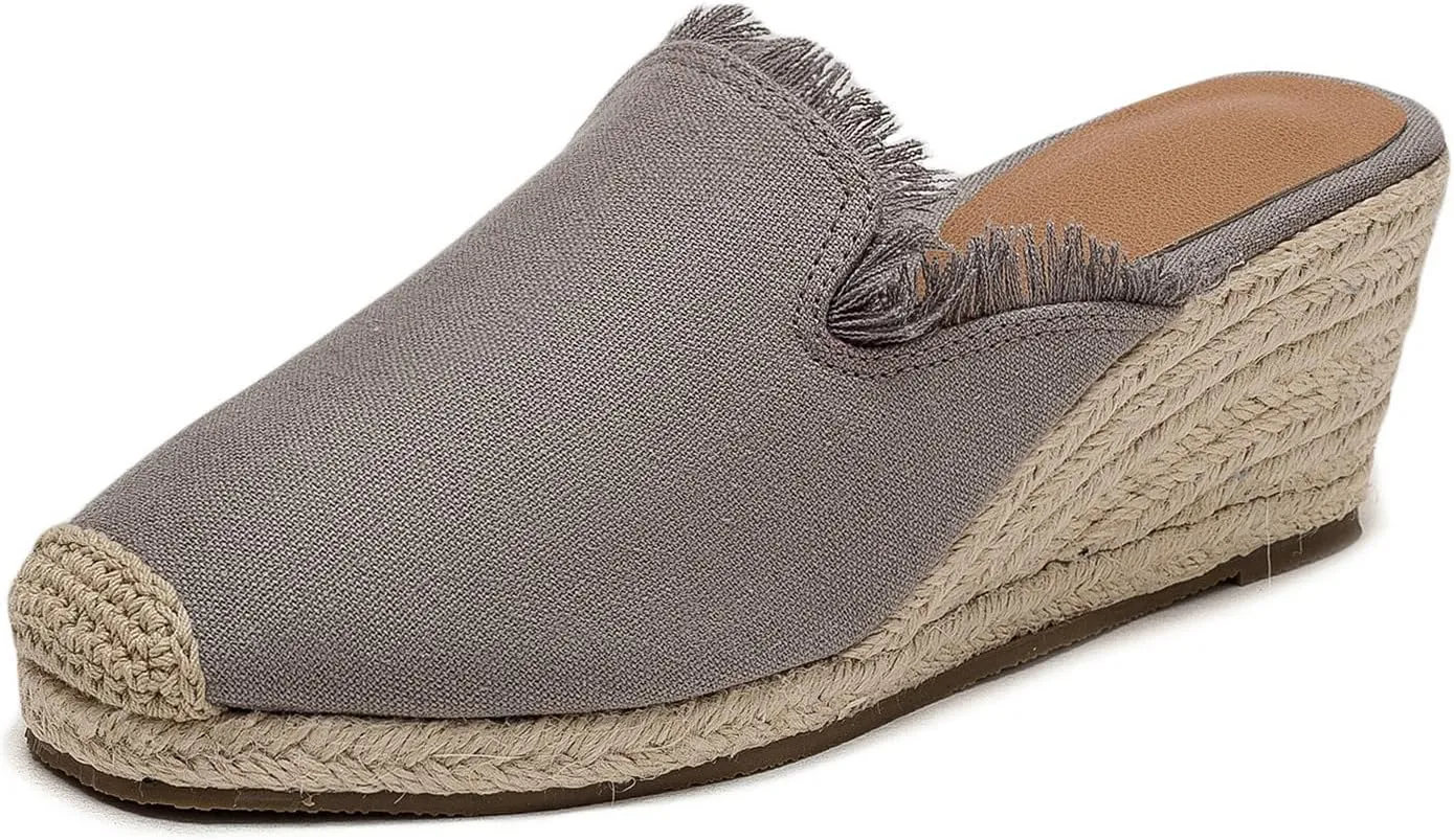 U-lite Women's Flatform Espadrille Wedge Sandal, Universal Comfortable Casual Closed Toe, Classic Summer Sandals