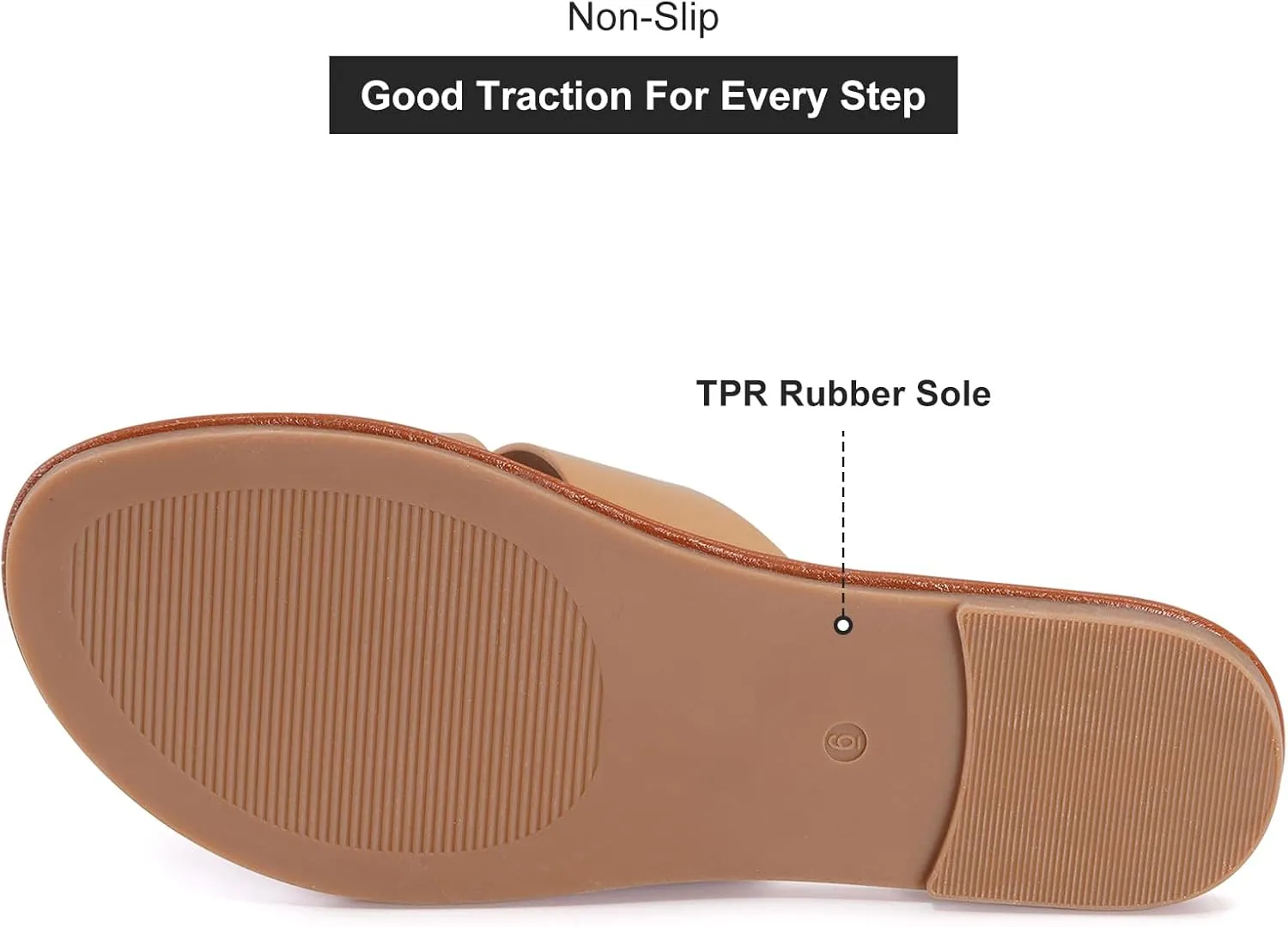 UBXRIN Womens Minimalist Memory Foam Comfortable Slide Sandals Summer Casual Soft Leather Flat Slippers