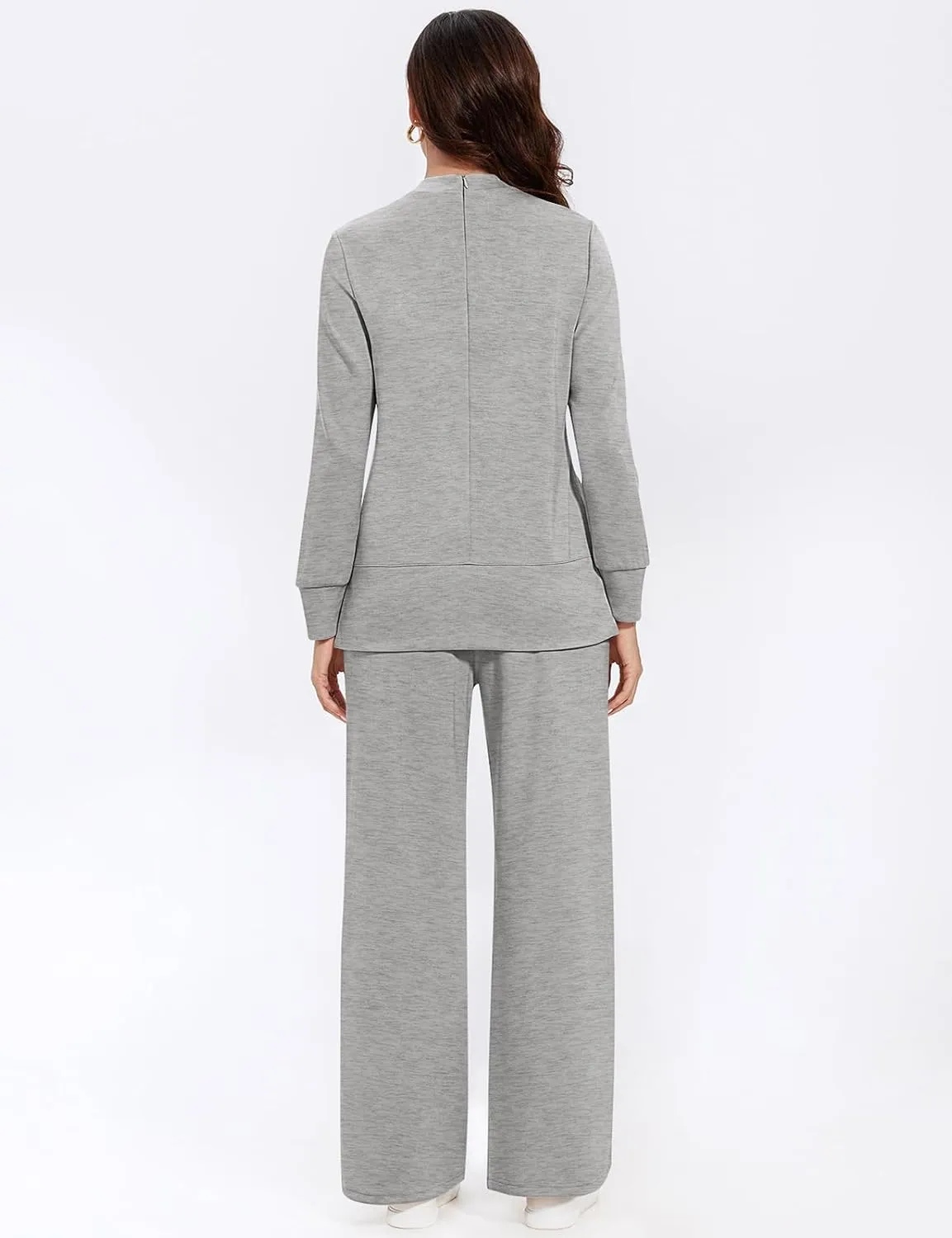 UEU Women's 2 Piece Outfits Lounge Sets Fall Long Sleeve Sweatsuits Wide Leg Pants Travel Casual Matching Tracksuit Clothes