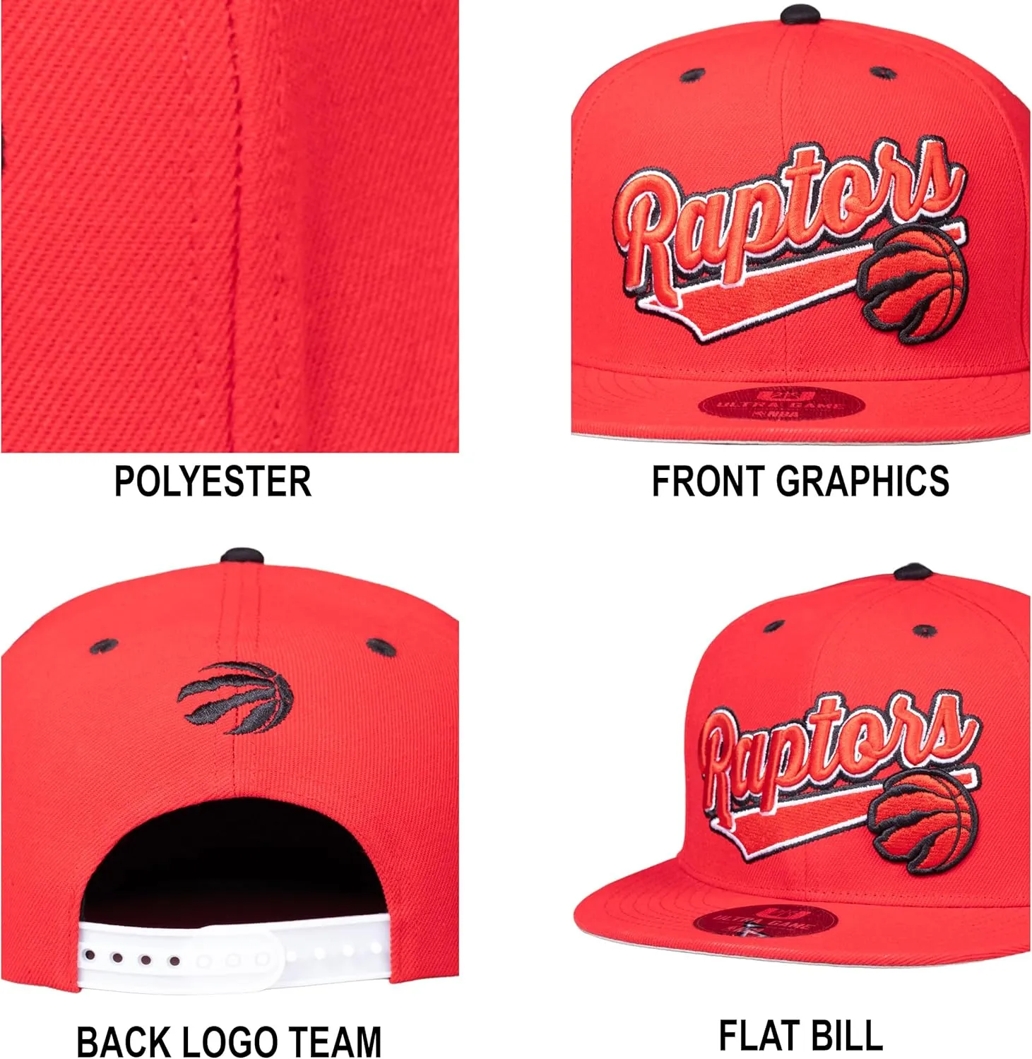 Ultra Game Men's NBA Official Snap Back 3D Embroidered Team Logo Baseball Cap Hat