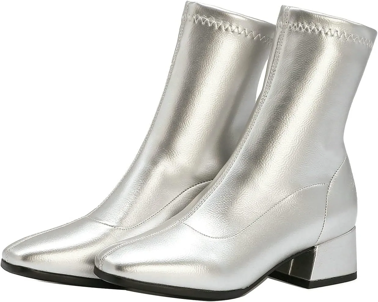 UniqueStride Suede Flat Ankle Boots for Women Pointed Toe Stretch Low Heel Slip On booties