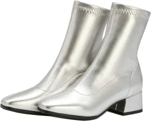UniqueStride Suede Flat Ankle Boots for Women Pointed Toe Stretch Low Heel Slip On booties