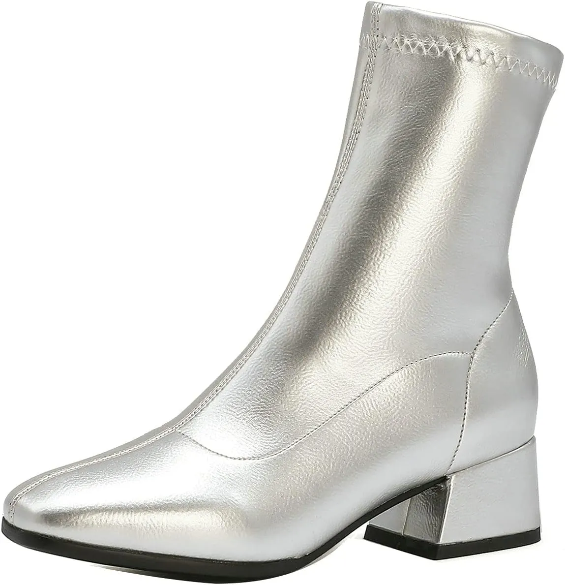 UniqueStride Suede Flat Ankle Boots for Women Pointed Toe Stretch Low Heel Slip On booties