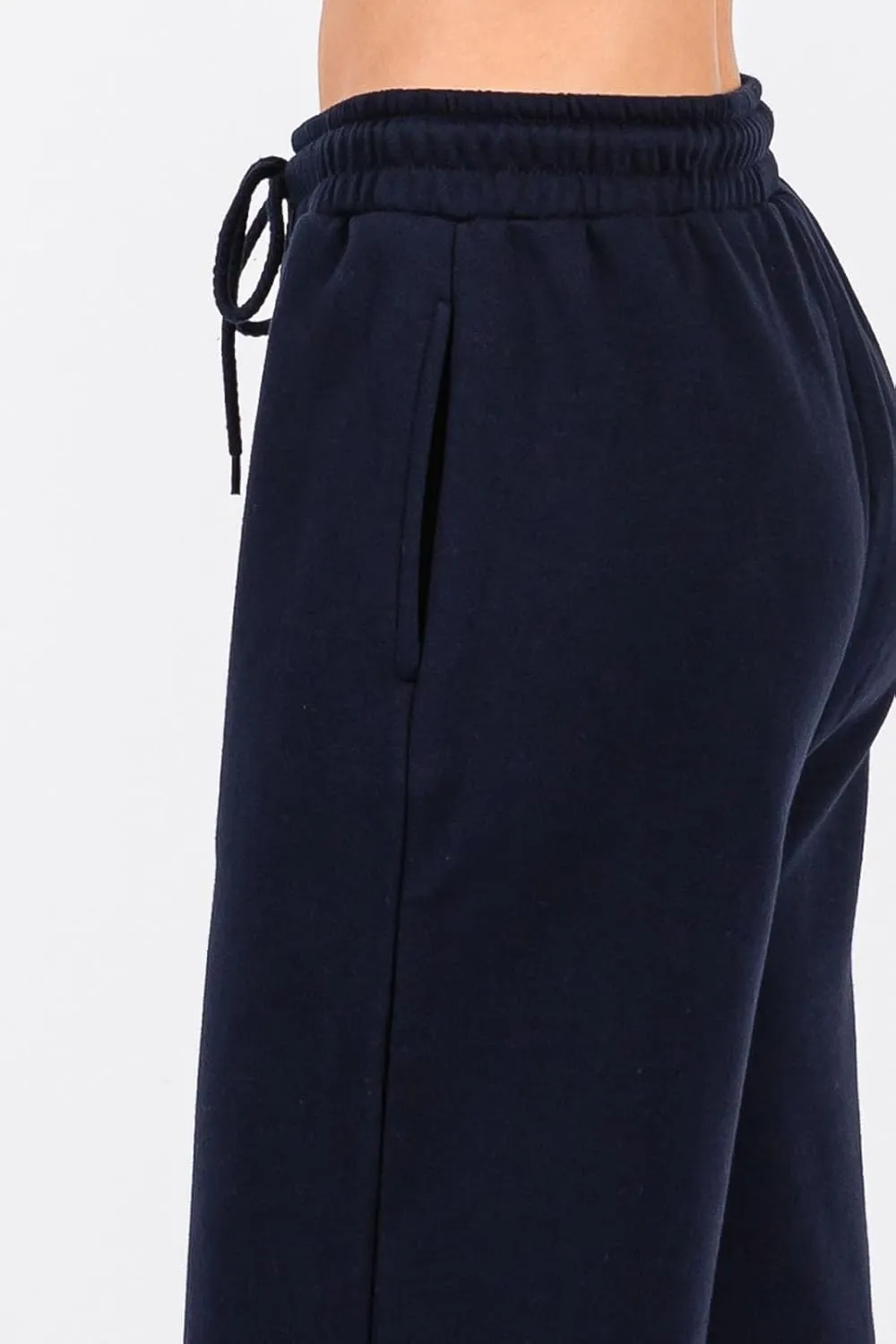 Urban Look High Rise Straight Leg Cotton Fleece Lined Sweatpants