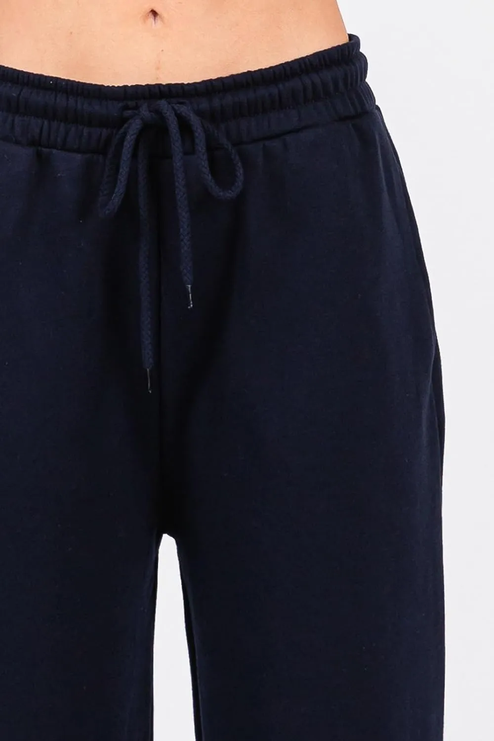 Urban Look High Rise Straight Leg Cotton Fleece Lined Sweatpants
