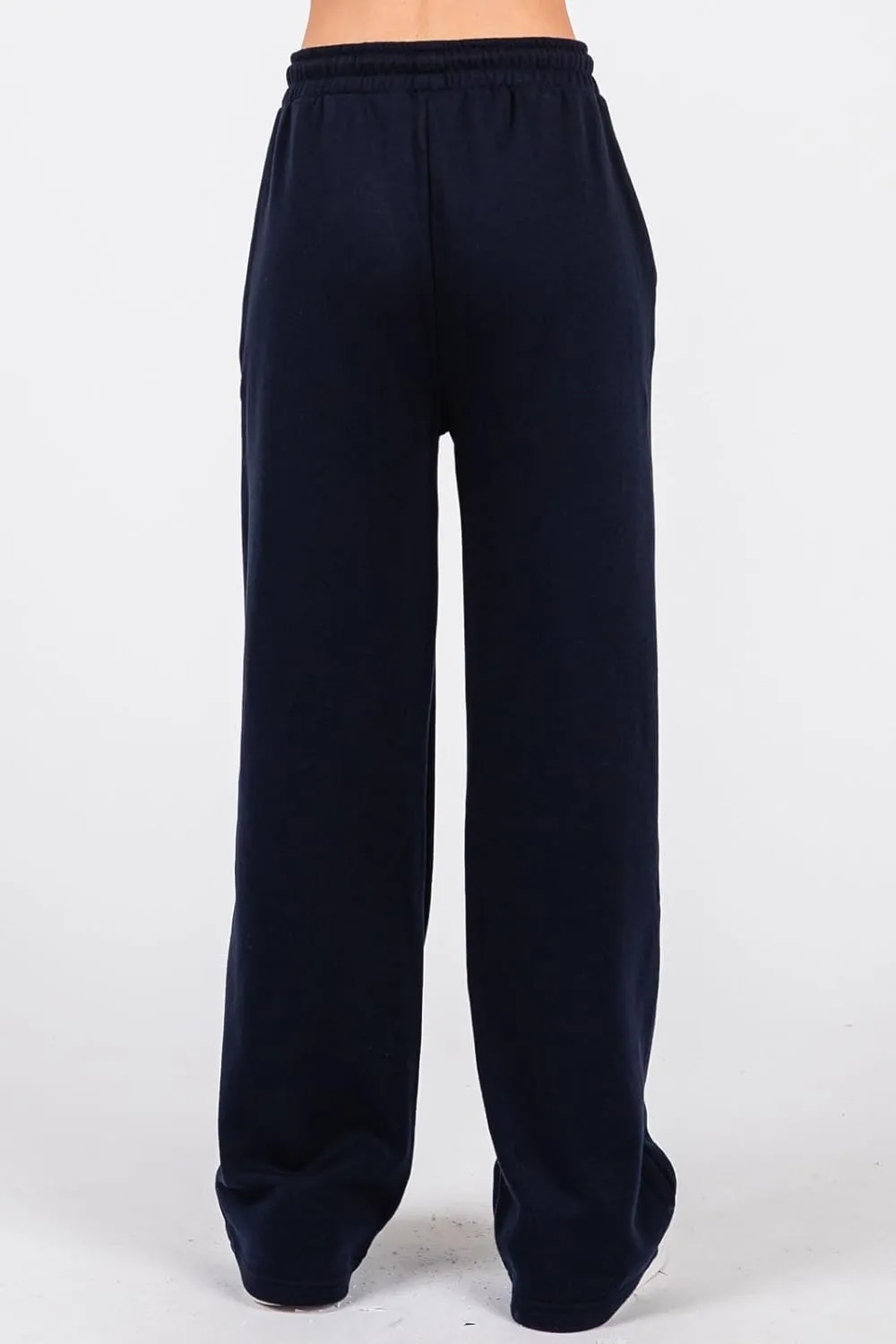 Urban Look High Rise Straight Leg Cotton Fleece Lined Sweatpants