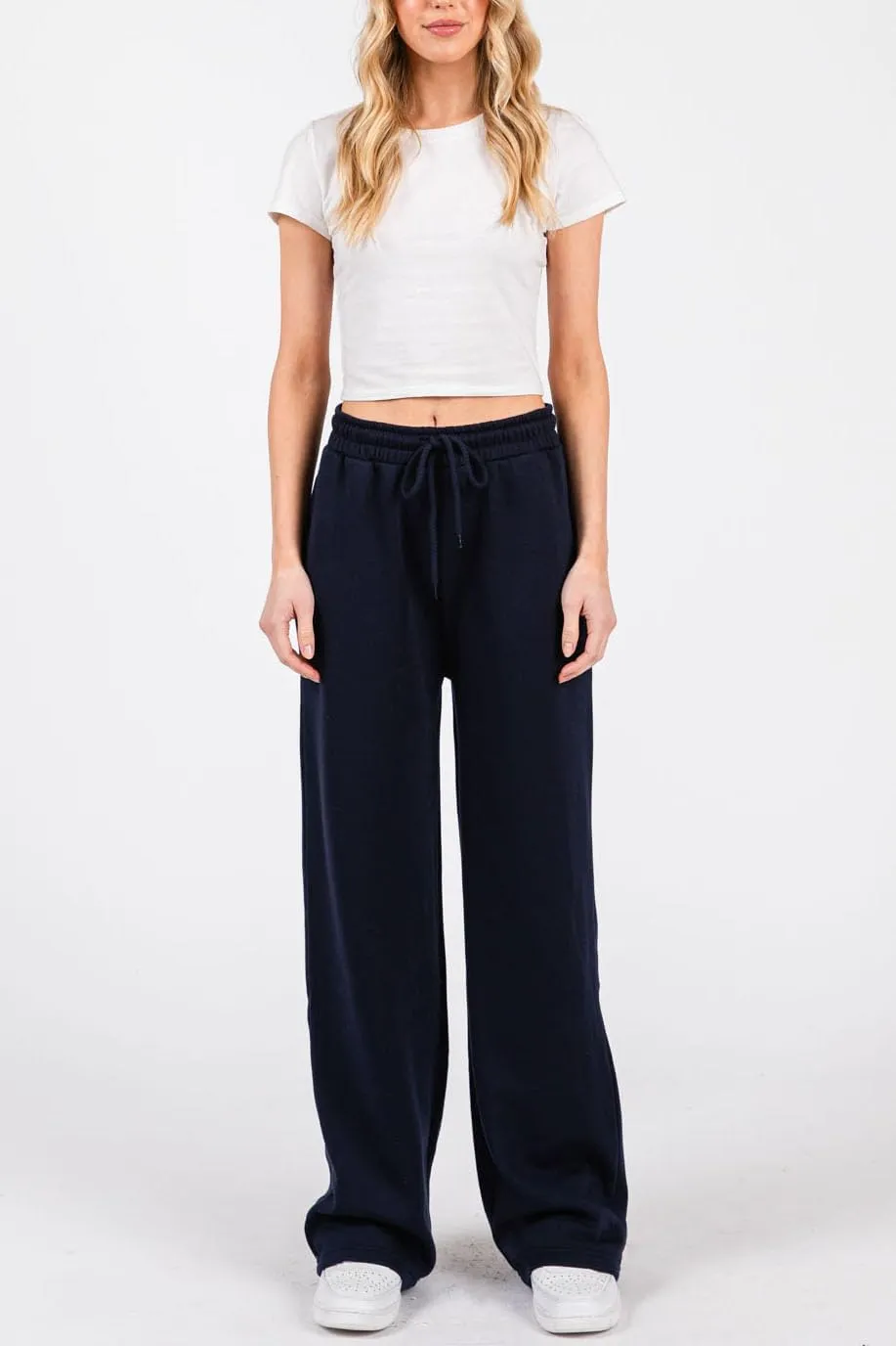 Urban Look High Rise Straight Leg Cotton Fleece Lined Sweatpants