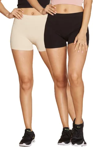 Urban Look Super Stretch Body Enhancing Seamless Ribbed Slip Shorts Biker Shorts for Under Dresses and Workout
