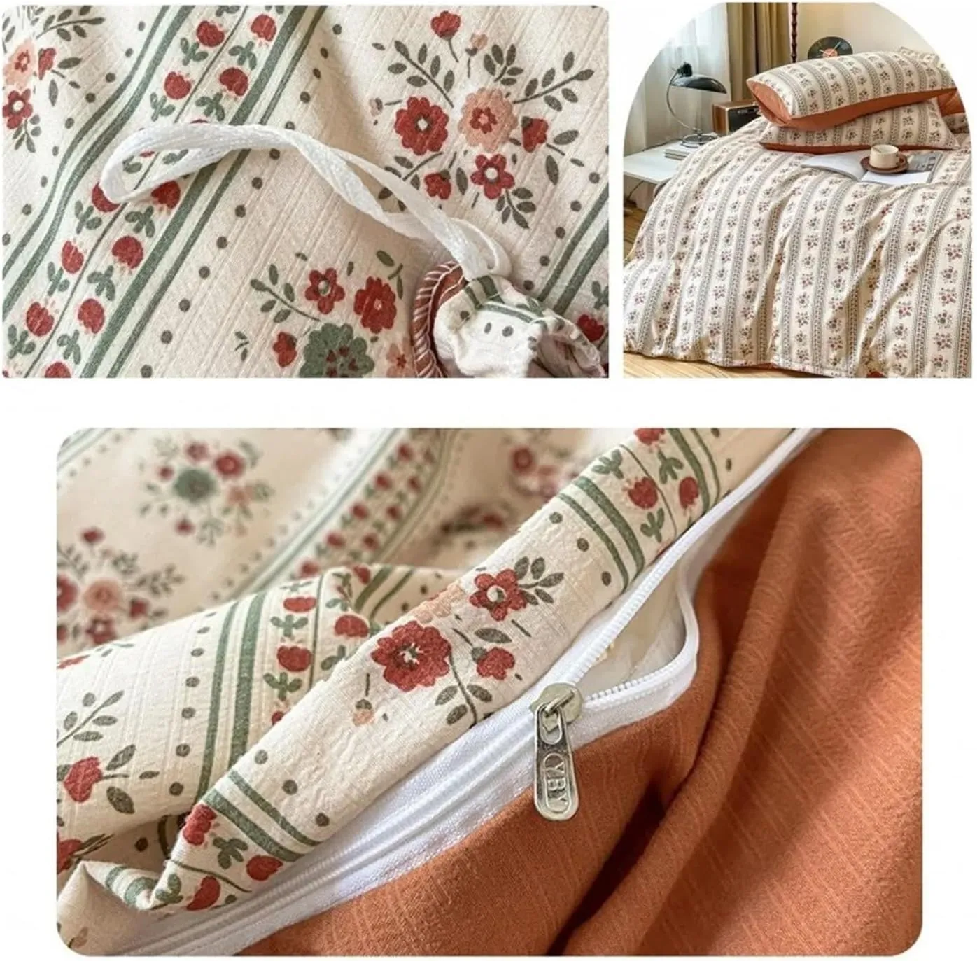 V-intage Bedding Set (No Filler) Soft Fall/Winter Thickened Duvet Cover Sheet Pillowcase Full Size Queen Size Duvet Cover Set(B,Twin 3pcs)