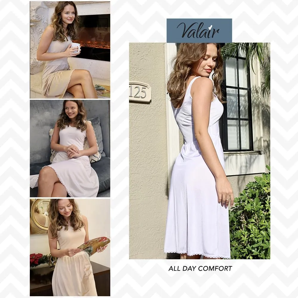 Valair Comfortable Women’s Slip for Under Dresses Bottom: Non-Cling Nylon Top: Comfy Cotton