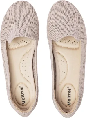 Veittes Women's Wide Width Flats Shoes, Dressy Comfortable Soft Ladies Elegant Slip on Knitted Ballet Shoes.(2205003-4,TA/FK,10W)