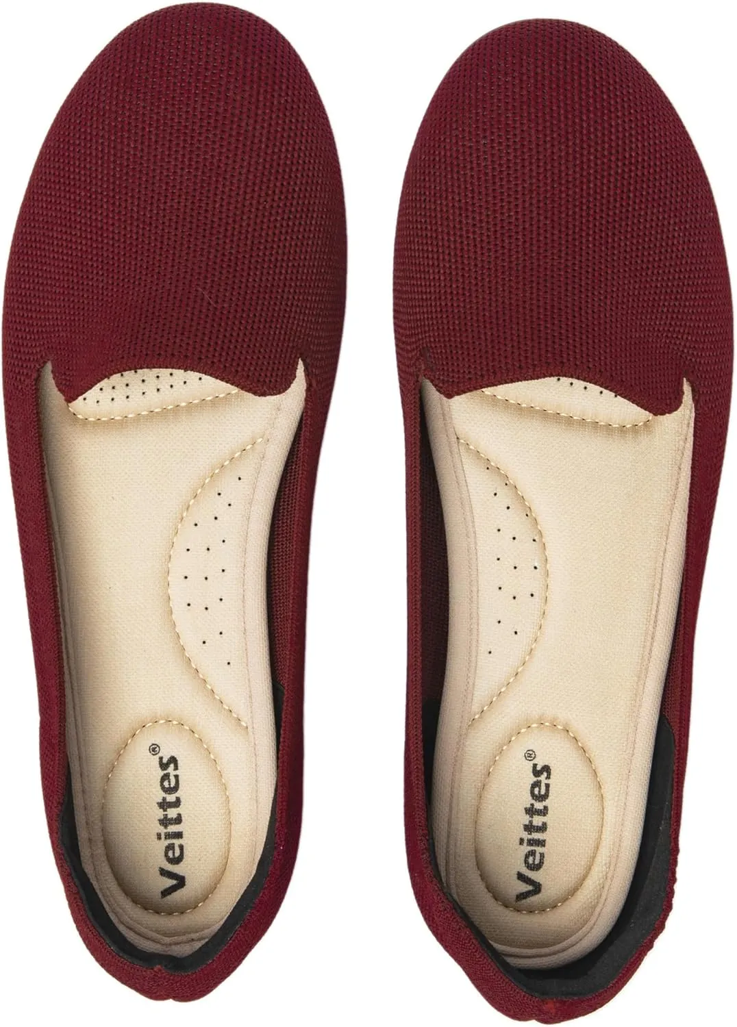 Veittes Women's Wide Width Flats Shoes,Dressy Comfortable Shoes,Soft Ladies Elegant Slip on Round Toe Knitted Ballet Shoes.
