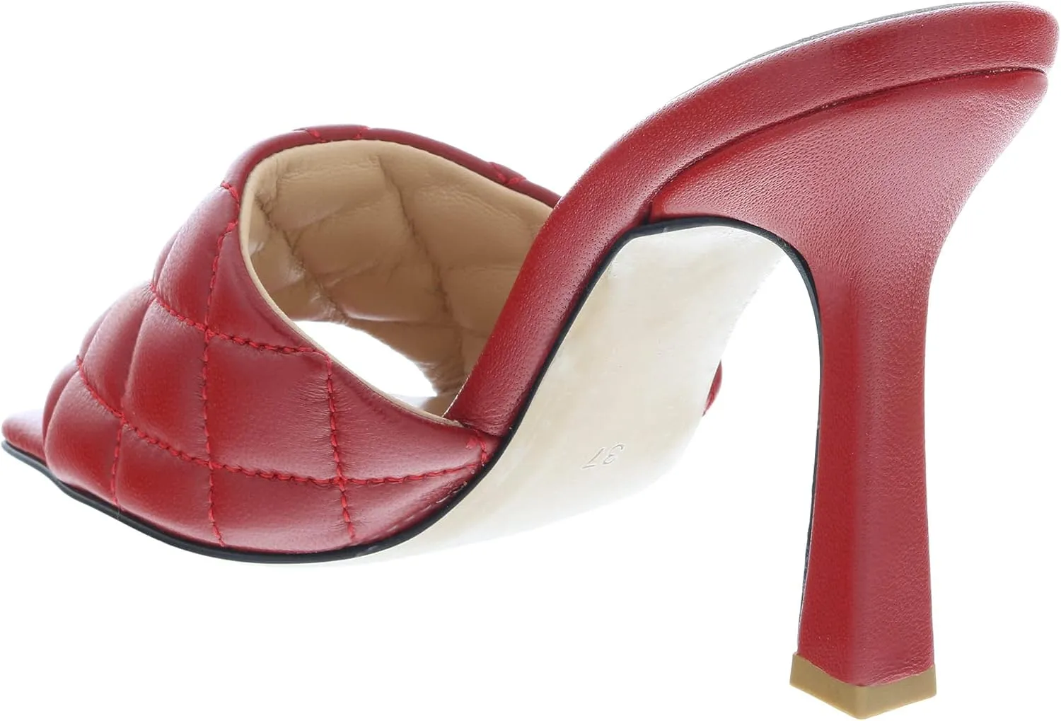 Ventutto Sand Quilted High Heel Leather Mule- for womens