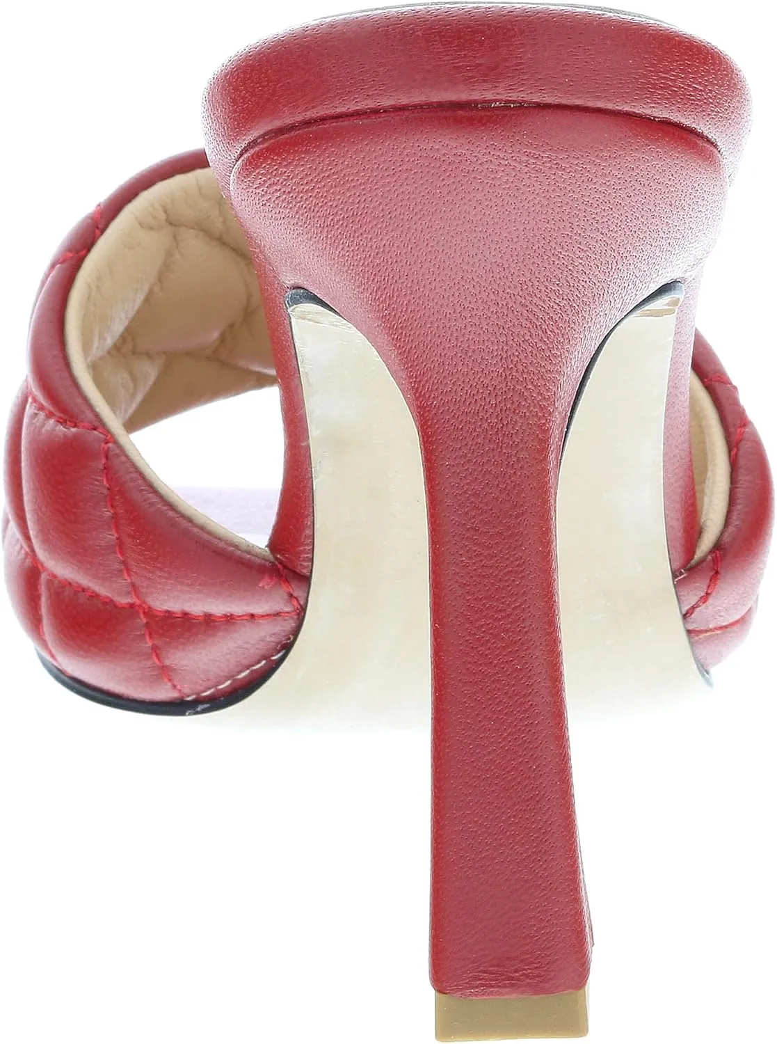 Ventutto Sand Quilted High Heel Leather Mule- for womens