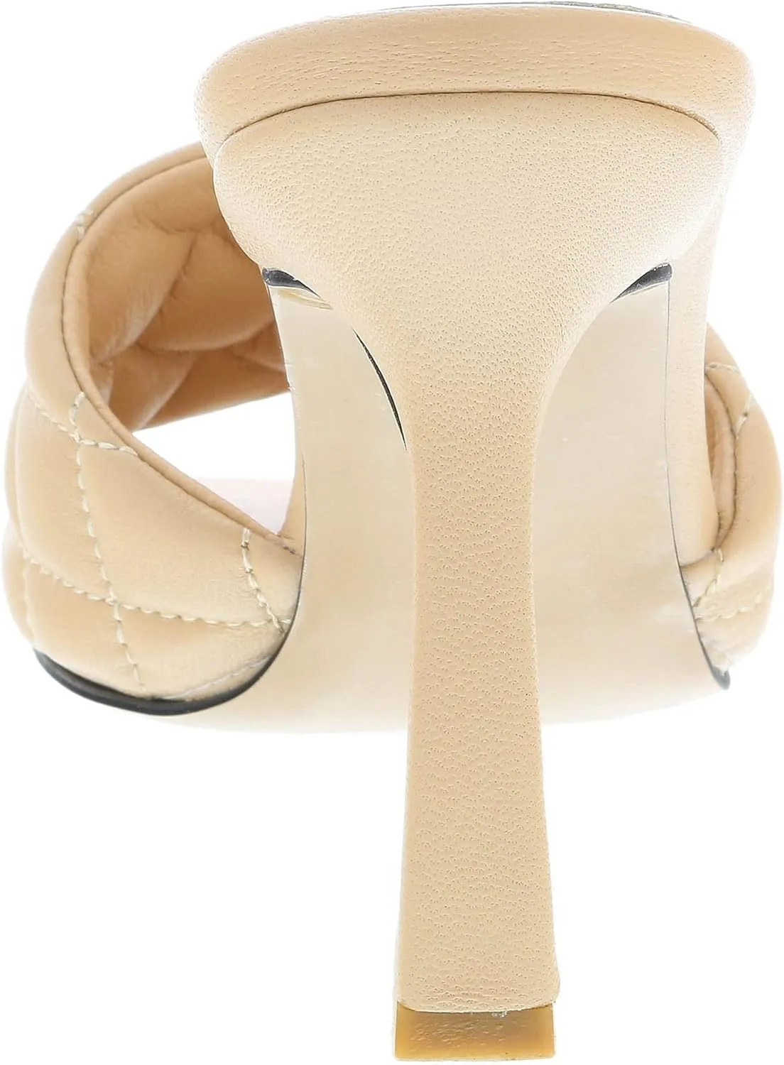 Ventutto Sand Quilted High Heel Leather Mule- for womens