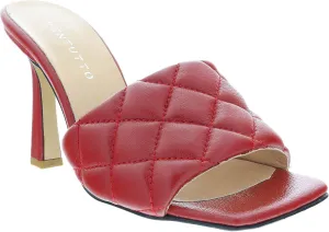 Ventutto Sand Quilted High Heel Leather Mule- for womens