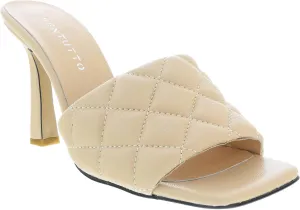 Ventutto Sand Quilted High Heel Leather Mule- for womens