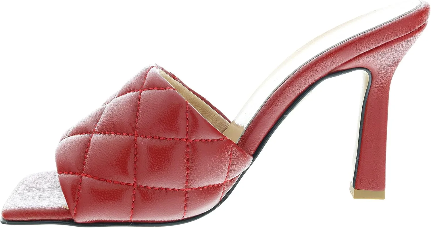 Ventutto Sand Quilted High Heel Leather Mule- for womens