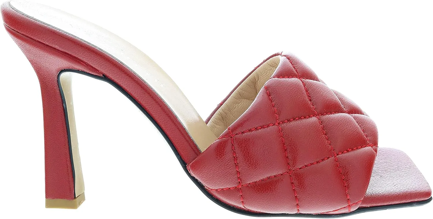 Ventutto Sand Quilted High Heel Leather Mule- for womens