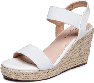 Vepose Women's Wedge Sandals Platform Espadrilles Sandals Elasitc Ankle Strap Open Toe 881 Sandals with 3.5" Inchs High Heel Summer Shoes