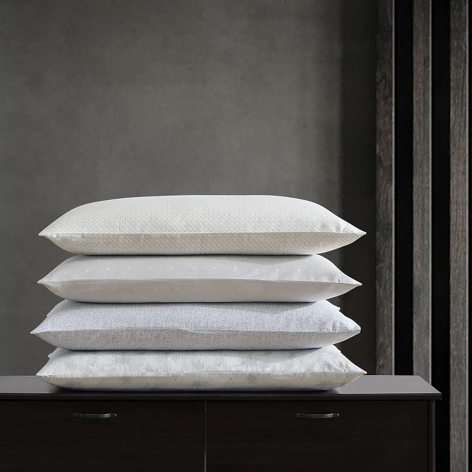 Vera Wang- Queen Sheet Set, Soft Cotton Sateen Bedding Set, Designer Home Décor (Fragments Grey, Queen)