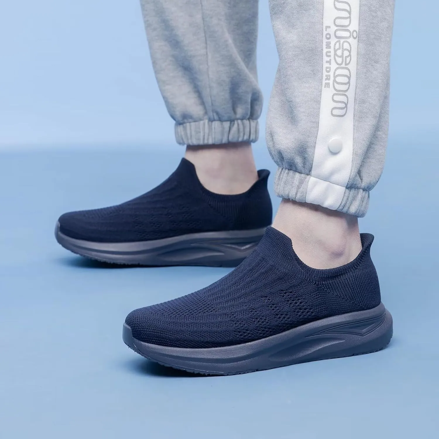 vibdiv Slip-in Walking Shoes Men Barefoot Sock Sneakers Flat Lightweight Casual Comfortable Breathable Laceless