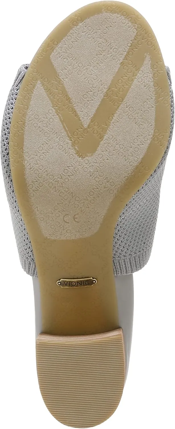Vionic Women's Papaya Fleur Heeled Knitted Sandal - Supportive Ladies Sandals That Include Three-Zone Comfort with Orthotic Insole Arch Support, Medium Fit Sandals for Women