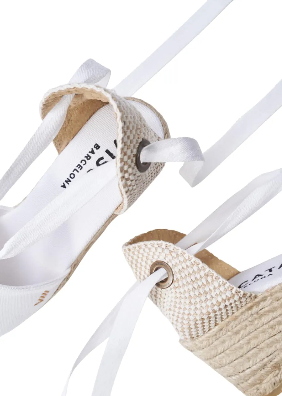 VISCATA Escala Espadrille Canvas Wedges with Sleek Ankle Laces Women's Lace Up Shoes Handmade in Spain Organic Cotton Canvas and 100% Natural Jute Midsole for All Occasions