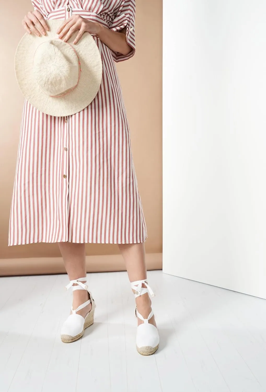VISCATA Escala Espadrille Canvas Wedges with Sleek Ankle Laces Women's Lace Up Shoes Handmade in Spain Organic Cotton Canvas and 100% Natural Jute Midsole for All Occasions