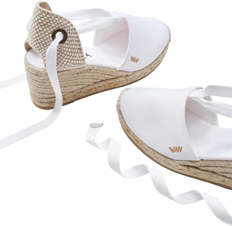 VISCATA Escala Espadrille Canvas Wedges with Sleek Ankle Laces Women's Lace Up Shoes Handmade in Spain Organic Cotton Canvas and 100% Natural Jute Midsole for All Occasions