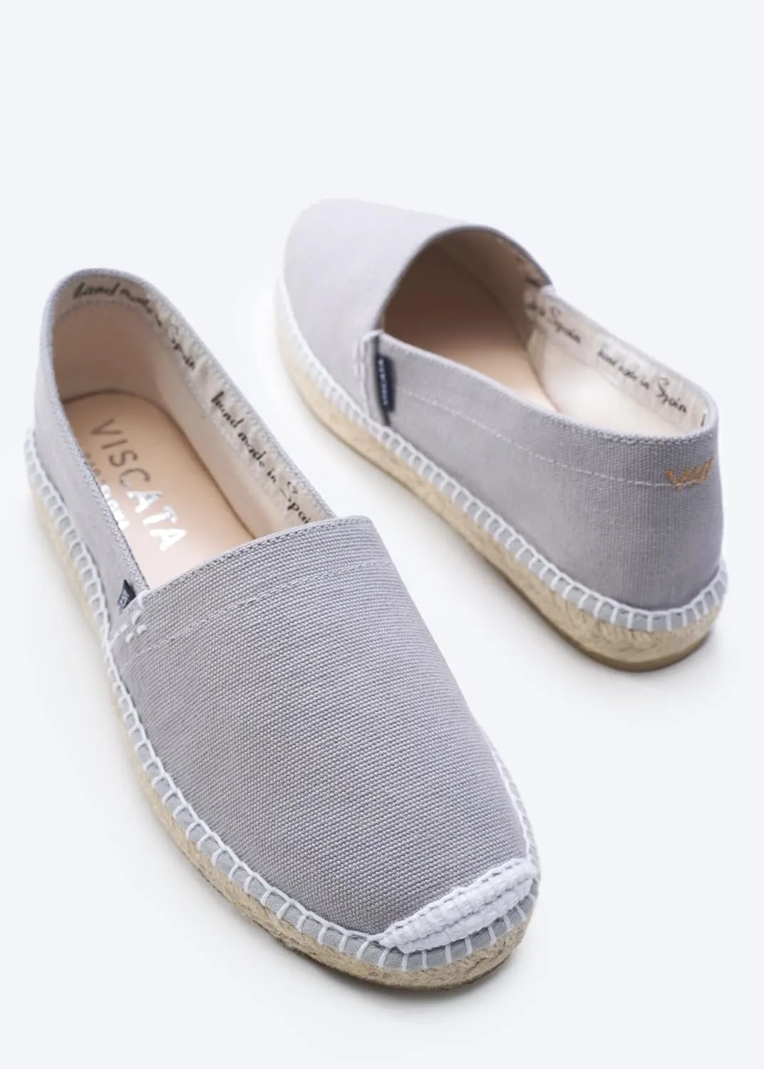 VISCATA Llafranc Canvas Espadrille Flats with Traditional White Stitching Soft Breathable Cotton Canvas and 100% Natural Jute Midsole for All Casual Occasions