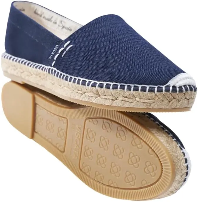 VISCATA Llafranc Canvas Espadrille Flats with Traditional White Stitching Soft Breathable Cotton Canvas and 100% Natural Jute Midsole for All Casual Occasions