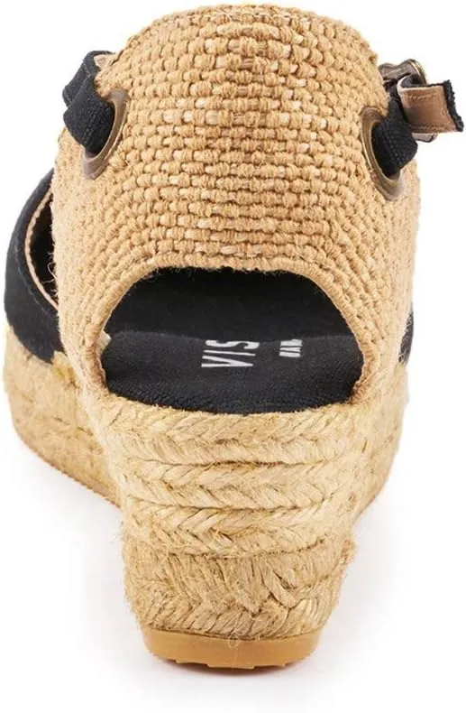 Viscata Pubol Espadrille Canvas Low Wedges with Ankle Strap Spain Handmade 2” Heel Women's Sandals with Breathable Organic Cotton Canvas and 100% Natural Jute for all Occasions: Casual, Work, Party