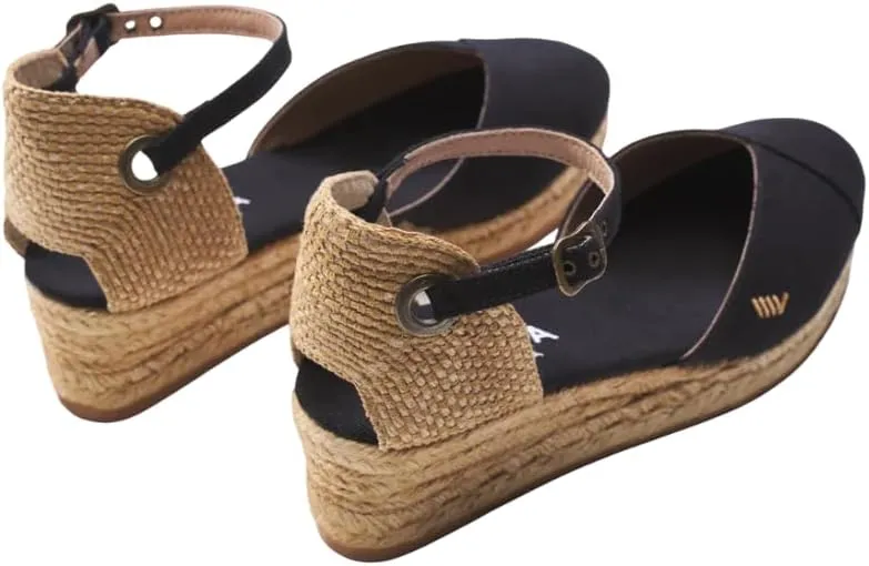 Viscata Pubol Espadrille Canvas Low Wedges with Ankle Strap Spain Handmade 2” Heel Women's Sandals with Breathable Organic Cotton Canvas and 100% Natural Jute for all Occasions: Casual, Work, Party