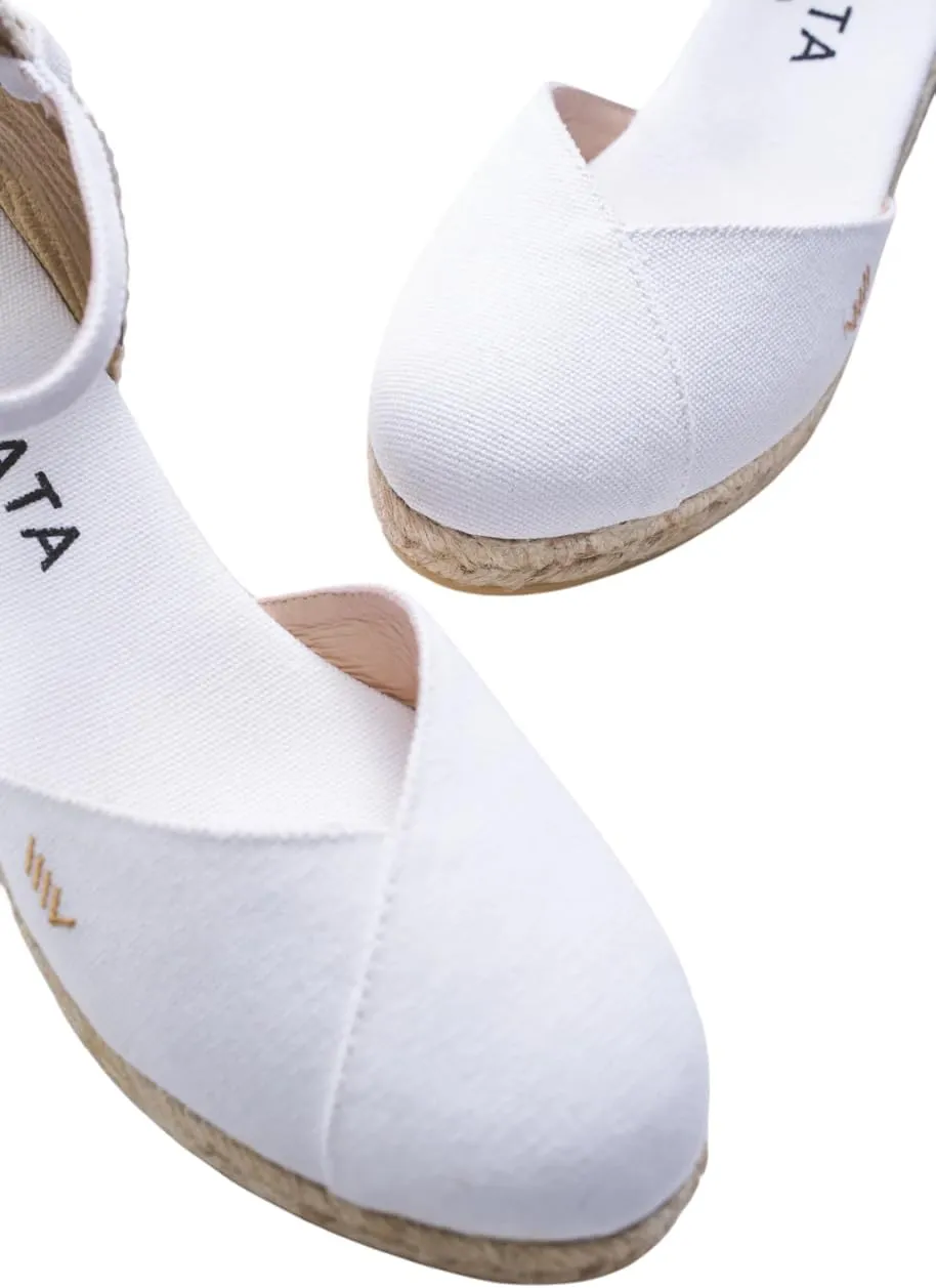 Viscata Pubol Espadrille Canvas Low Wedges with Ankle Strap Spain Handmade 2” Heel Women's Sandals with Breathable Organic Cotton Canvas and 100% Natural Jute for all Occasions: Casual, Work, Party