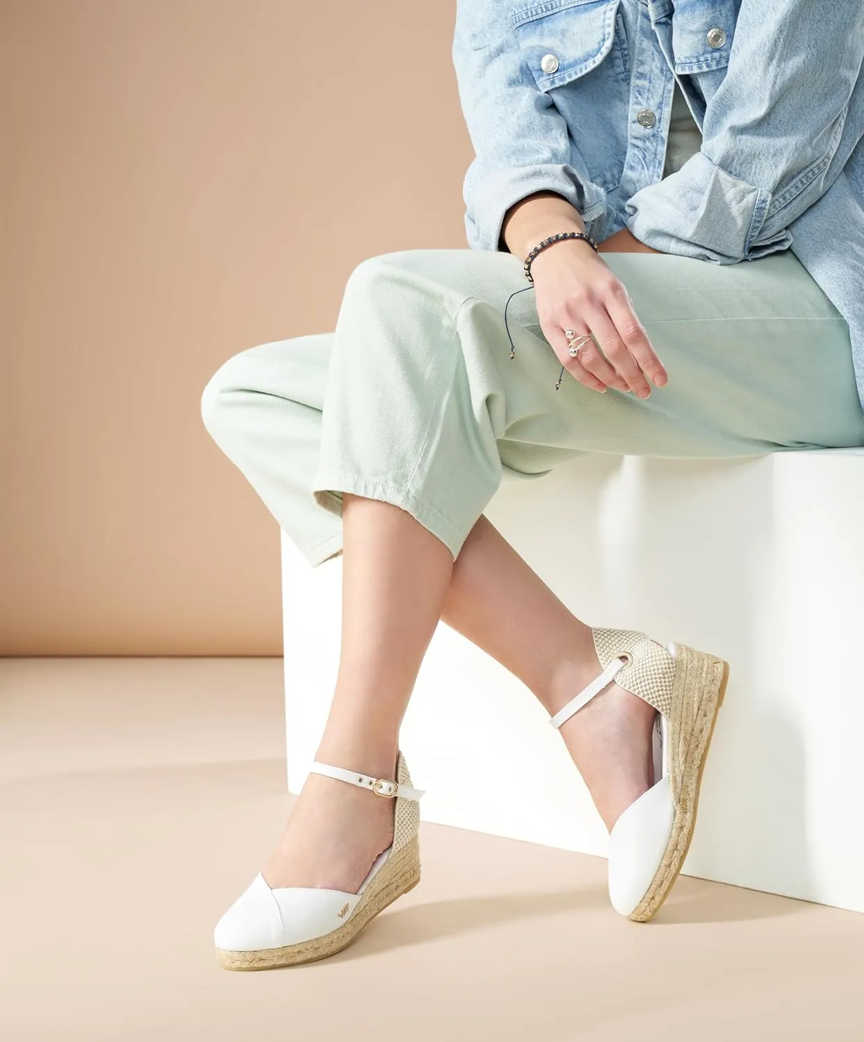 Viscata Pubol Espadrille Canvas Low Wedges with Ankle Strap Spain Handmade 2” Heel Women's Sandals with Breathable Organic Cotton Canvas and 100% Natural Jute for all Occasions: Casual, Work, Party