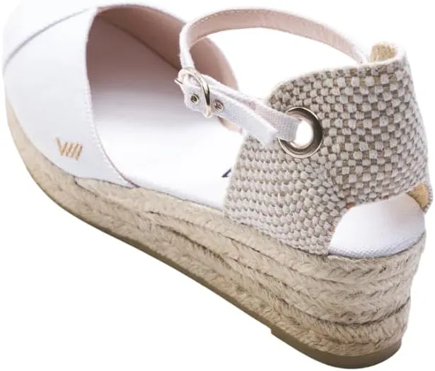 Viscata Pubol Espadrille Canvas Low Wedges with Ankle Strap Spain Handmade 2” Heel Women's Sandals with Breathable Organic Cotton Canvas and 100% Natural Jute for all Occasions: Casual, Work, Party
