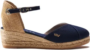 Viscata Pubol Espadrille Canvas Low Wedges with Ankle Strap Spain Handmade 2” Heel Women's Sandals with Breathable Organic Cotton Canvas and 100% Natural Jute for all Occasions: Casual, Work, Party