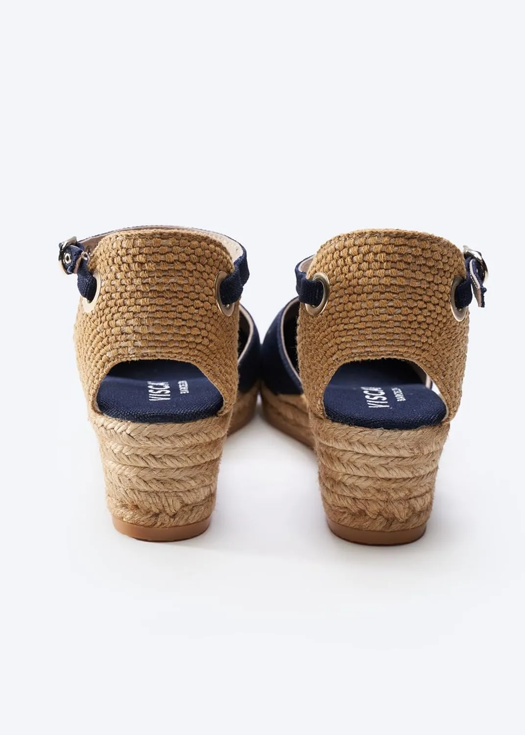 Viscata Pubol Espadrille Canvas Low Wedges with Ankle Strap Spain Handmade 2” Heel Women's Sandals with Breathable Organic Cotton Canvas and 100% Natural Jute for all Occasions: Casual, Work, Party