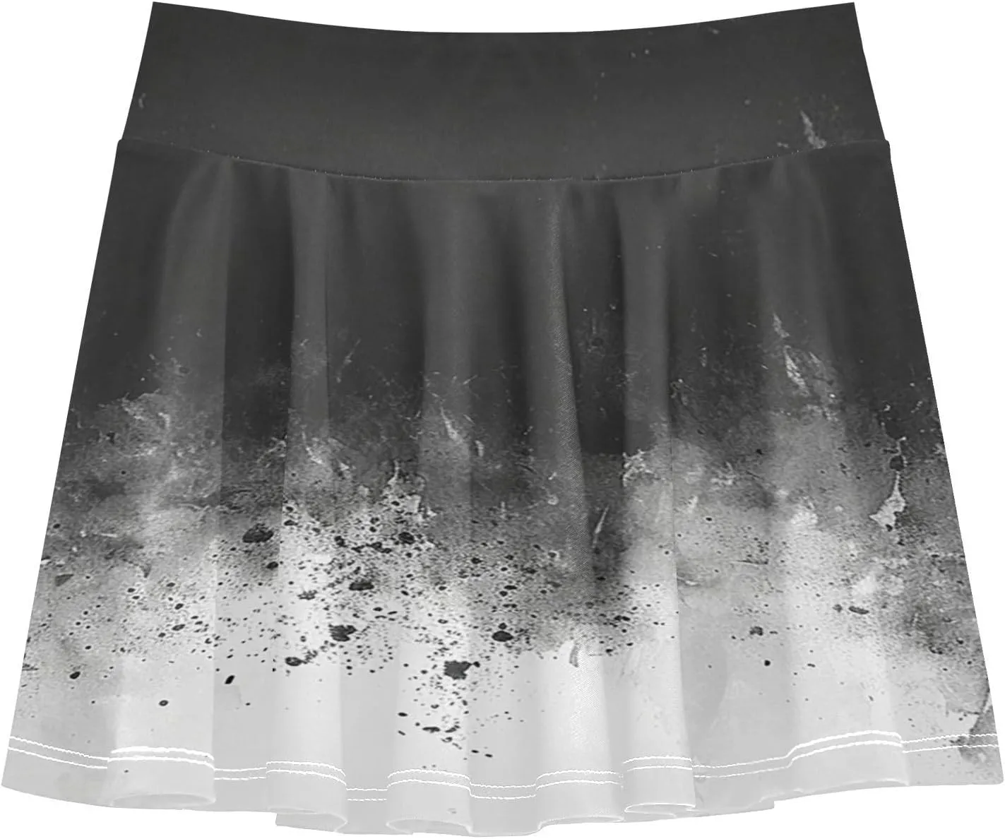 visesunny Girl's Golf Skirt Athletic Black Color Ink Gradient Tennis Skort Sport Activewear with Double Layer Pockets