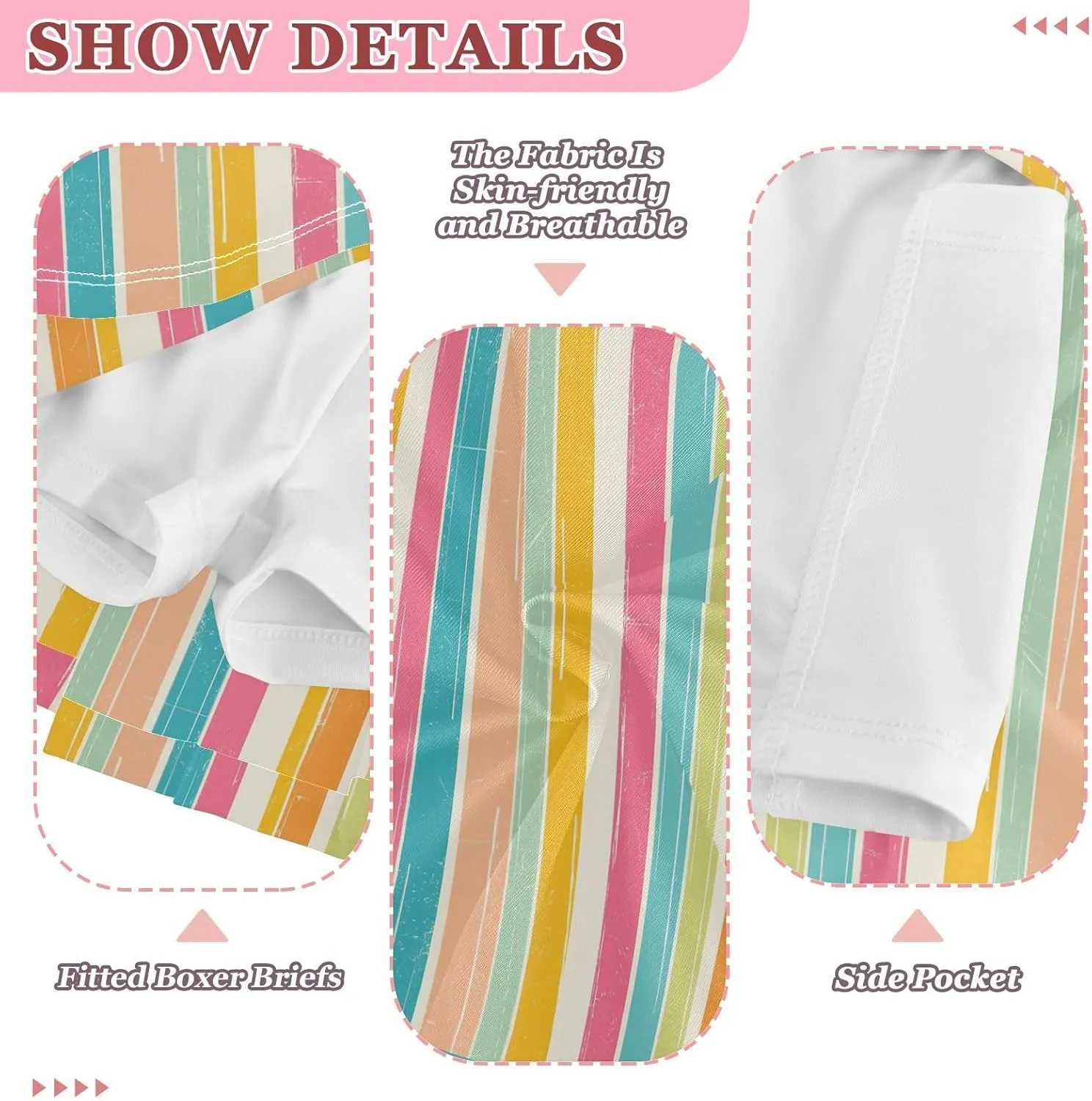 visesunny Girl's Golf Skirt Athletic Colorful Striped Handdrawn Tennis Skort Sport Activewear with Double Layer Pockets